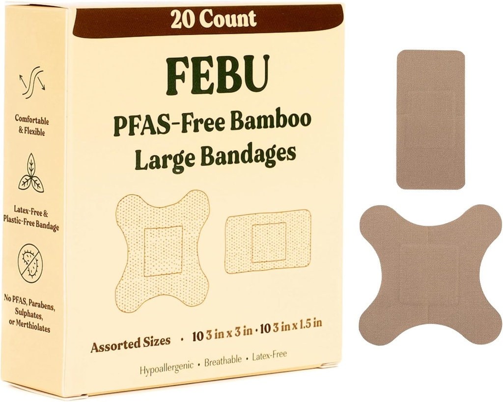 FEBU Eco-frendly Large Bamboo Bandages ... PFAS Vapaat siteet scrapes & cuts ... Joustava kankaana Bandage...