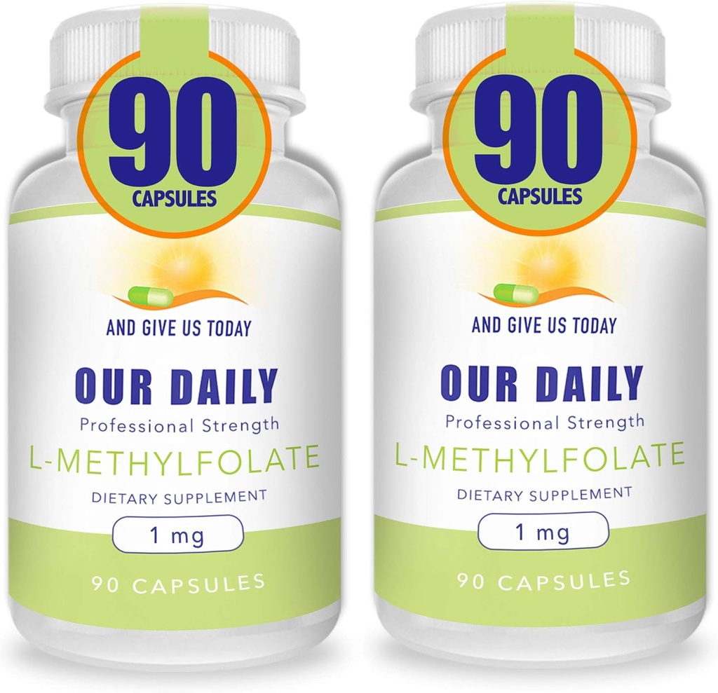Päivittäinen vites L-Metyylifolaatti 1 mg / 1000 mikrog Maksimivahvuus Aktiivinen folaatti, 5-MTHF, Filler Ilmainen, Gluteeniton, Ei-GMO, Kasvissyöjäkapselit 90 Lukumäärä (Pakkaus 2)