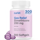 Curist Gas Relief Simeticone 250 mg Softgels (300 Count) - Ruoansulatuskanavan lievitys, turvotusta lievittävä ja ilmavaivaton kaasu pillereitä aikuisille auttaa kaasu ja turvotusta lievittävä (300 pehmeää geeliä)