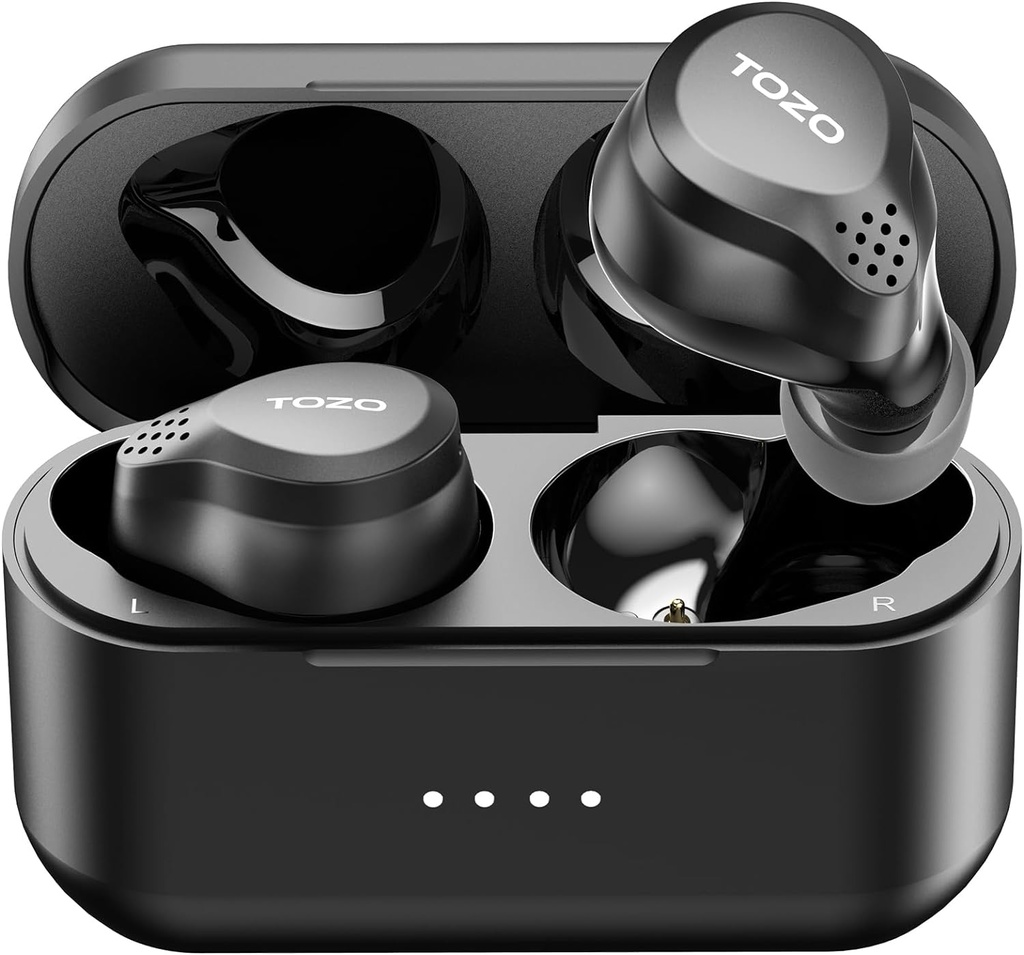 TOZO New NC7 All-Function Hybrid Active Noise Avbryter trådlösa öronproppar, Bluetooth 5.3 Hörlurar med Ultra Long 72H Playtime, in-Ear Detection, App Customization, Immersive Sound Deep Bass Headset