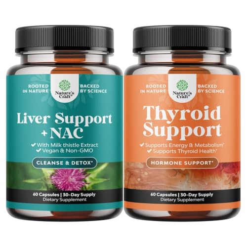 Bundle of Liver Support NAC täydentää Milk Thistle Extract, N Acetyl Cysteine ja Artisoke, ja kasviperäisten Kilpirauhasten tuki Complex - Potent Kelp Jodi for Hormone Balance - Mood & Energy