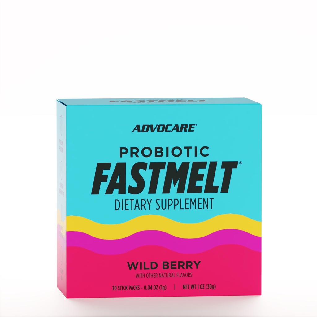 AdvoCare Probiootti Fastmelt - Premium Ravintolisä Gut, Immunomy System & Heart Health Support* - Wild Berry, 30 Stick Packs