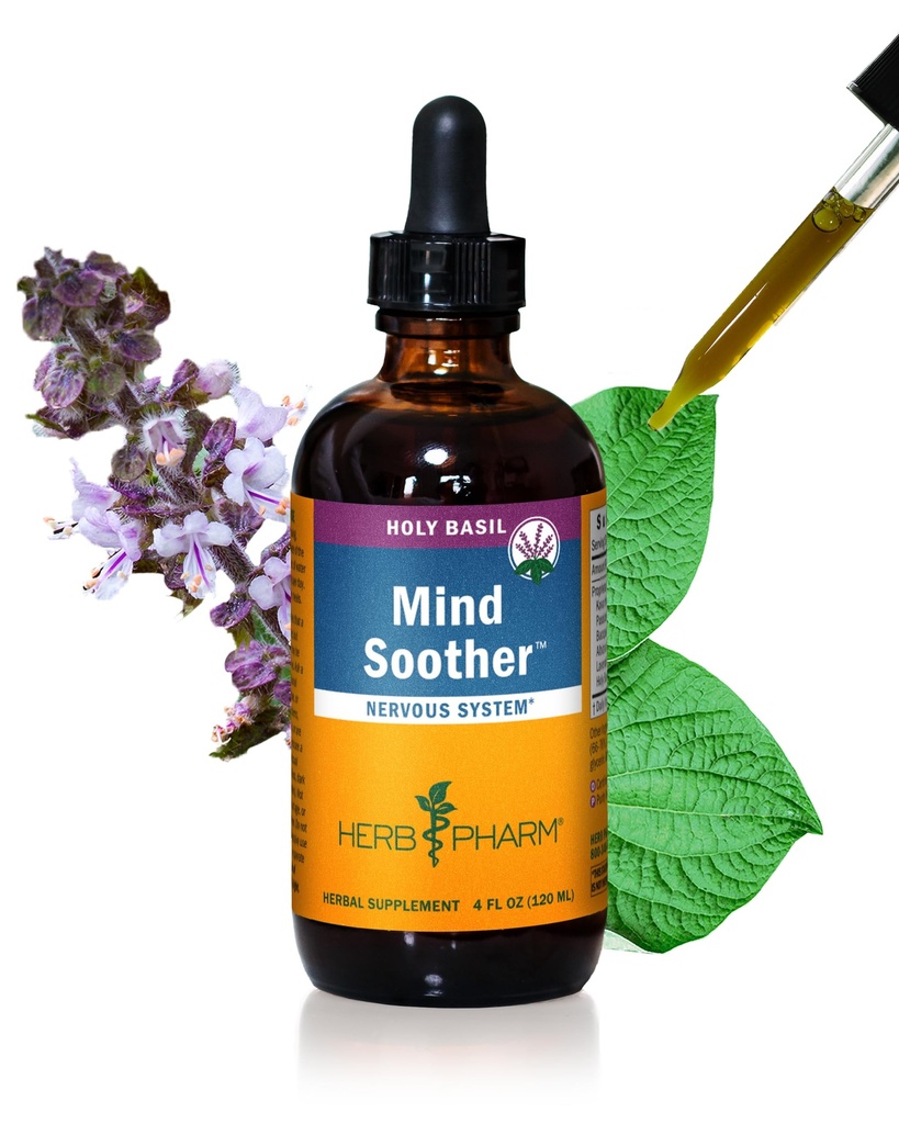 Herb Pharm Mind Soother: Holy Basil: Liquid Kava täydentää tukea rauhoittaa ja rentoutua, vakauttaa tukea hermoston, valmistettu jalokava & laventeli kukka, vegaaninen, gluteeniton, 4 oz *
