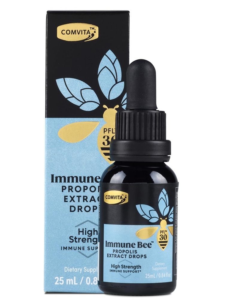 Comvita Extra Strength Bee Propolis Extract - Natural Immuunituki, Drops Oral Health, Propolis Liquid, auttaa rauhoittaa kurkku, alkoholiton - PFL 30, 0,8 fl oz lasipullo