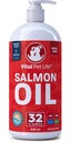 Lohiöljy koirille ja kissoille - Terve iho ja turkki, kalaöljy, Omega 3 EPA DHA, nestemäinen ravintolisä lemmikkieläinten, kaikki luonnolliset, tukee Joint & Bone Health, Natural Allergia ja tulehdus puolustus, 32 oz