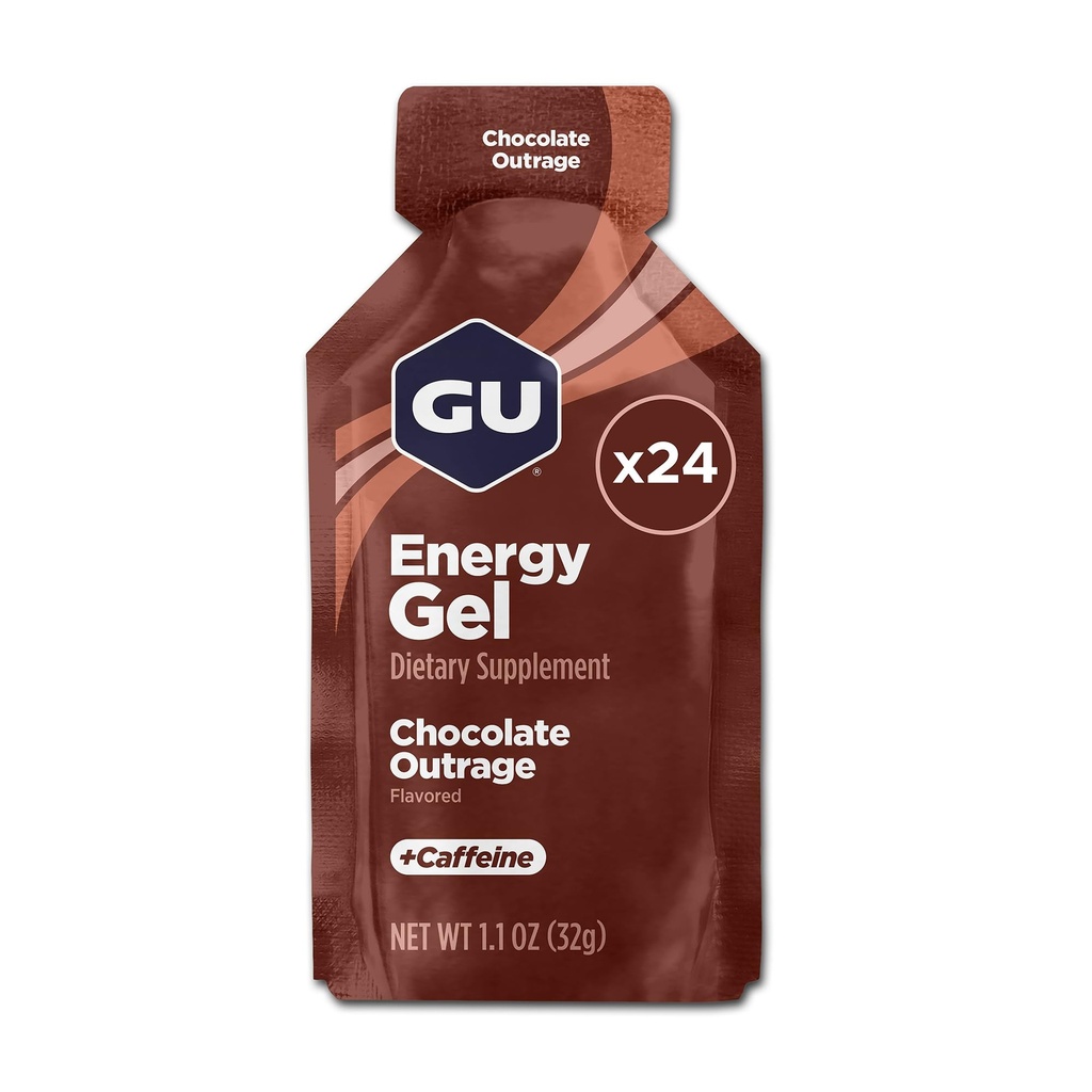 GU Energy Original Sport Nutrition Energy Gel, Chocolate Outrage, 24 Count Box