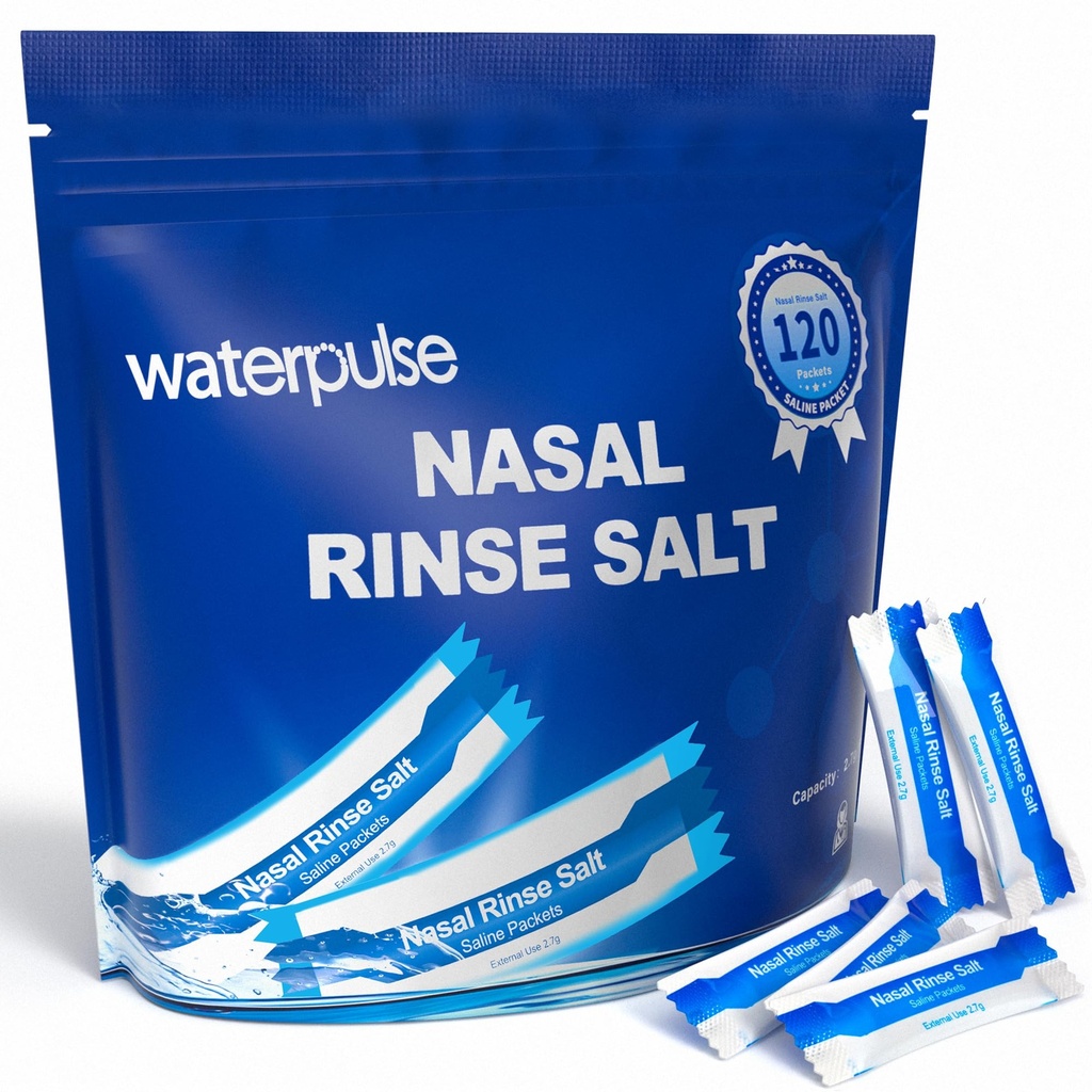 120 Saline Packets,Sinus Rinsing Packets för Neti Pots,Neti Pot Salt Packets Individuellt inslagna,Nasal Rinse Packets Neti Pot Salt för Nasal Irrigation System,Nasal Wash Squeeze Bottle & Sinus Relief