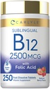 Carlyle-vitamiini B12 Sublingual 2500 mikrog . 250 Nopeasti liuotettavat tabletit.