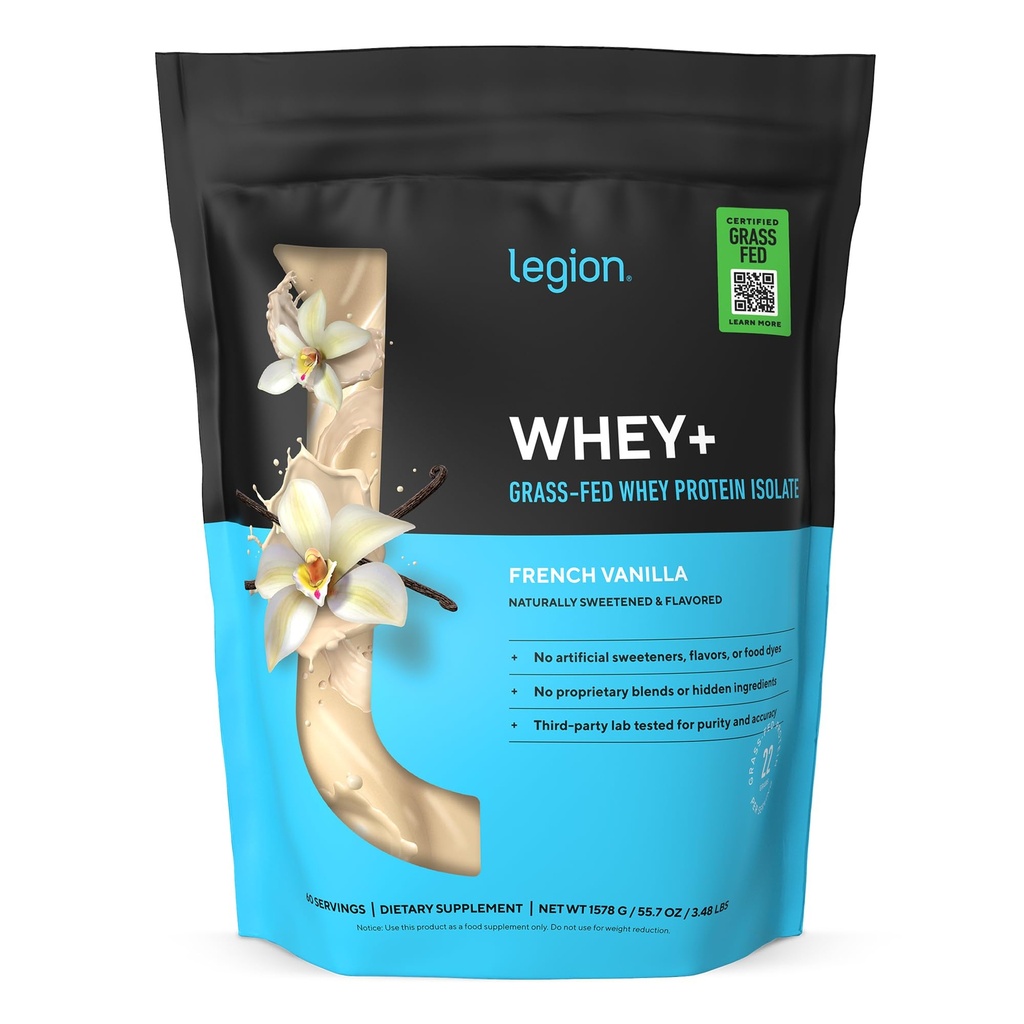 LEGION Whey+ Protein Whey Isolate från Grass Fed Cows - Whey Protein Isolate Powder Low Calorie, Non-GMO, Sugar Free, Laktos och Gluten Free, All Natural Protein Powder för Män & Kvinnor (60 portioner)