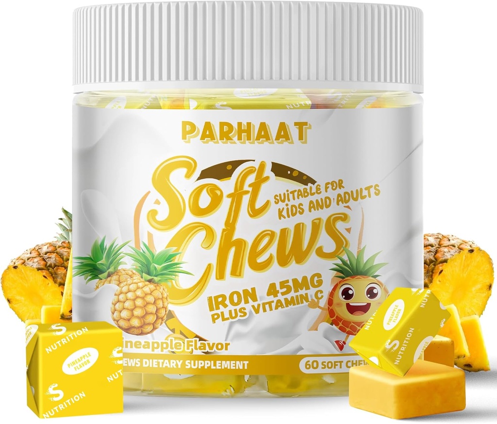 Iron Soft Chew Supplement C-vitamiini . Ananaksen makuinen... Gluteeniton...