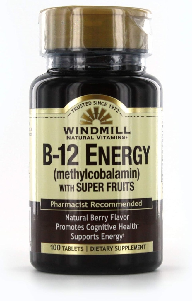 Tuulimylly B-12-vitamiini Energia Super Fruits tabletteja 100 Ea