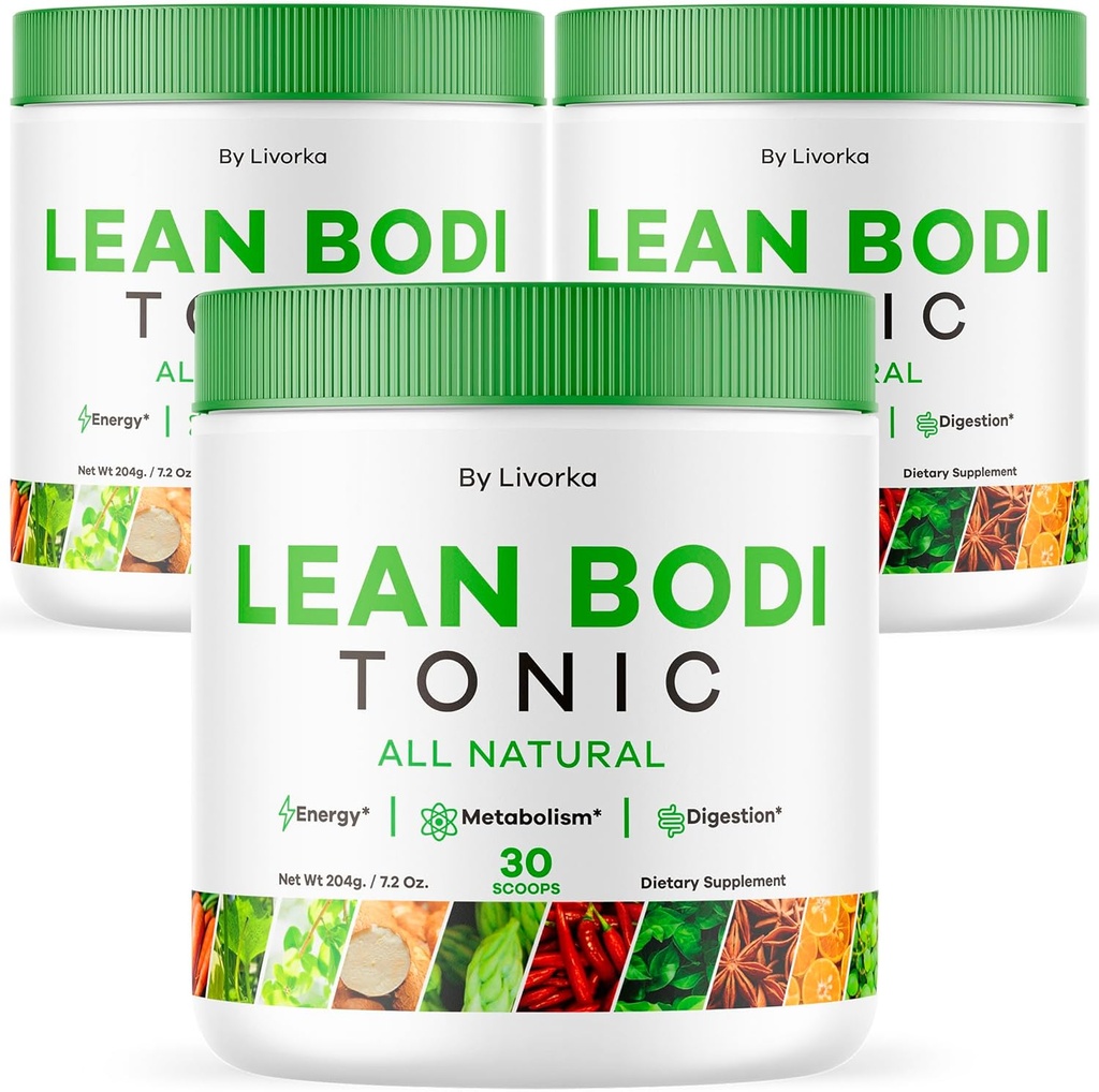 LIVORKA Lean Bodi Tonic, Kaikki Natural Advanced Formula Powder - 90 tarjoilua (3 kuukauden tarjonta) - pakkaus 3