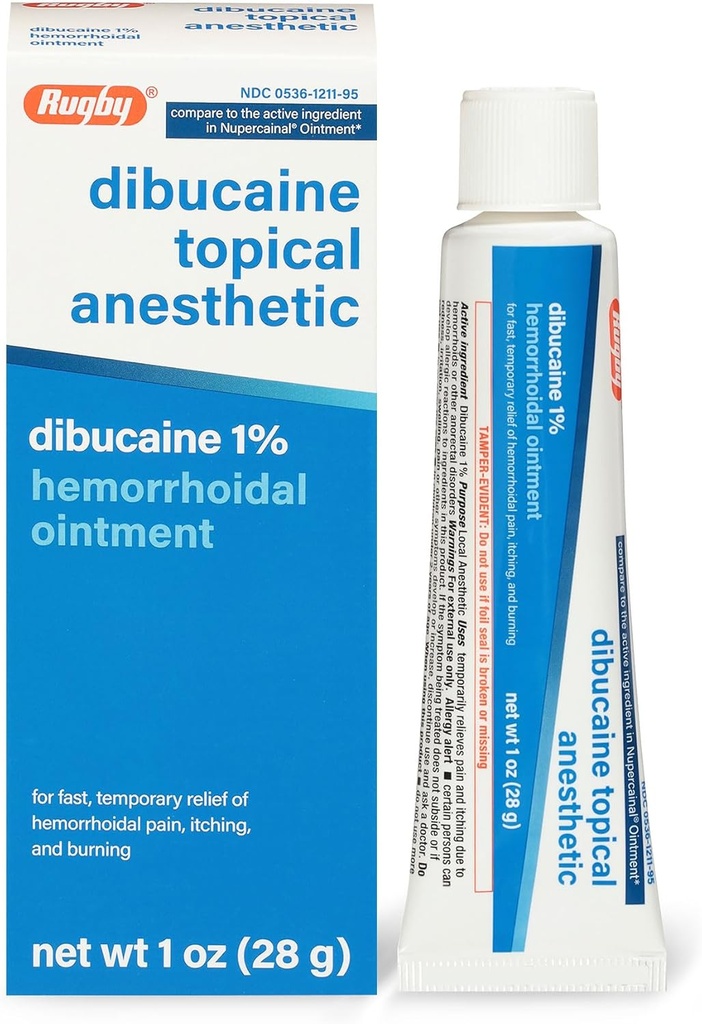 Rugby Dibucaine Uutinen Anestetic 1% Hemorrhoid Voide - Pain Relief Cream kutina ja polttaminen, peräpukamien hoito, Anti kutiaa Cream 1 Oz (1 pakkaus)