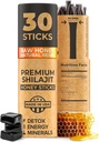 NATURAL SHILAJIT Honey Sticks - Shilajit Hartsi raakahunaja, Fulvic Acid & Trace Minerals, Plant Based Ravintries for Energy, Immuno Support & Vitality - 30 Shilajit Sticks