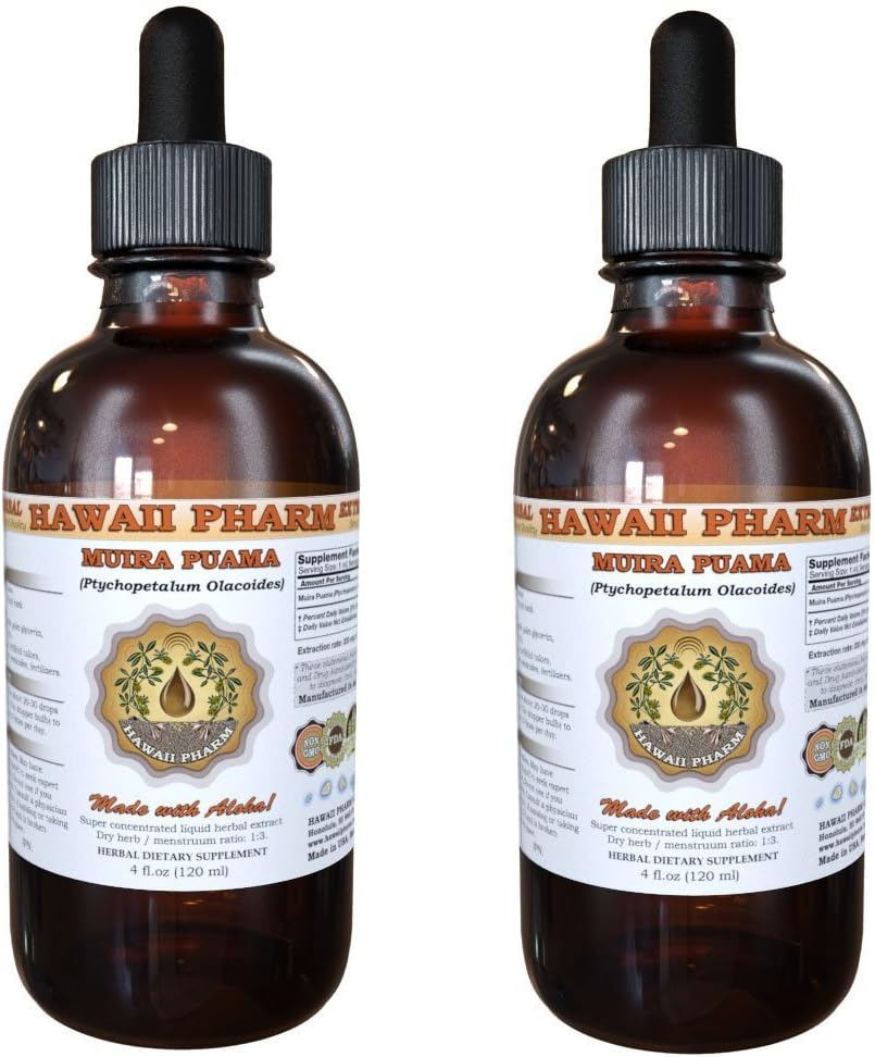 Muira Puama Liquid Extract, Organic Muira Puama (Ptychopetalum Olacoides) Tinktur Supplement 2x4 oz
