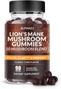 Sieni Gummies - 10x Sieni täydentää Ashwagandha ja Lions Mane - Nootropic Brain Supplement, Immuunituki ja stressin lievittäminen (90 CT) Klassinen Coke