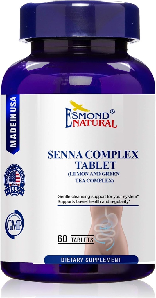 (8 pakkaus) Esmond Natural: Senna Complex Tablet - sitruuna & vihreä tee (Bowel Health, puhdistus & Säännöllisyys), GMP, Natural Product Assn Certified, valmistettu USA - 620mg, 480 tablettia