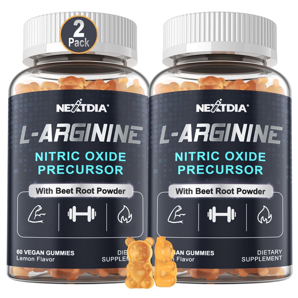Sugar Free L Arginine Nitric Oxide Gummies 1300mg för män och kvinnor med L Citrulline, Beet Root, B3 | L Arginine L Citrulline Supplements | Vegan, 120 grejer