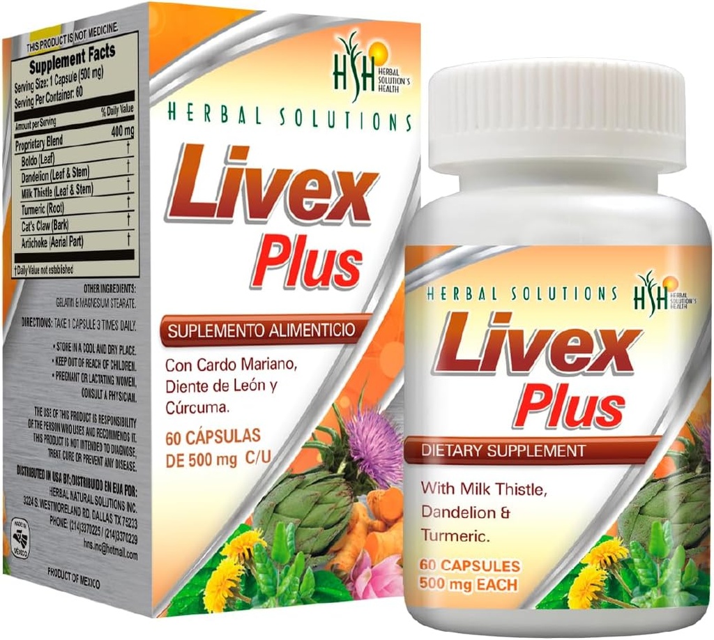 Herbal Solutions Livex Plus Natural Supplement for Liver Cleave. Auttaa parantamaan maksan detox ja digestiivinen terveys.