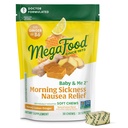 MegaFood Baby & Me Prenatal Morning Sairauden lievitys, inkivääri purukumia, jossa on B6-vitamiinia, valmistettu ilman 9 ruoka-allergeeniä, Honey Lemon Ginger Flavor, 30 Chews