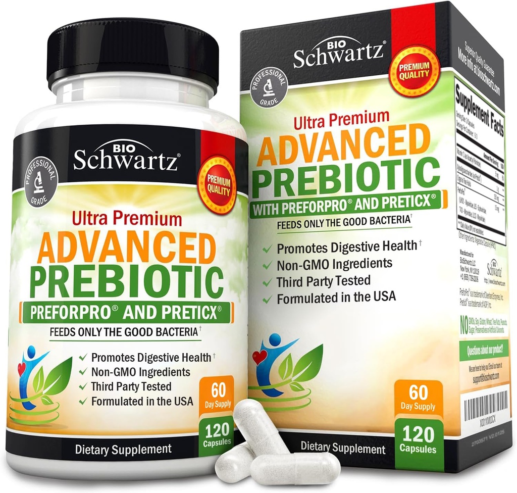 Advanced Prebiootit Dgestive Health - Nopeasti toimivat Gut Health täydentää kliinisesti validoituja prebiootit naisten ja miesten terve Gut Flora turvotus ja immuuni tuki - 2 kuukauden tarjonta