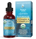 Superdos Organic Vitamin B Complex Liquid Drops | 125.000% DV Vitamin B12, B6, Biotin, Niacin, Folate | Energy, Brain Health, Immune Support | USDA Organic, Vegan, Non-GMO | 60 Serv, 2 Mo. Supply