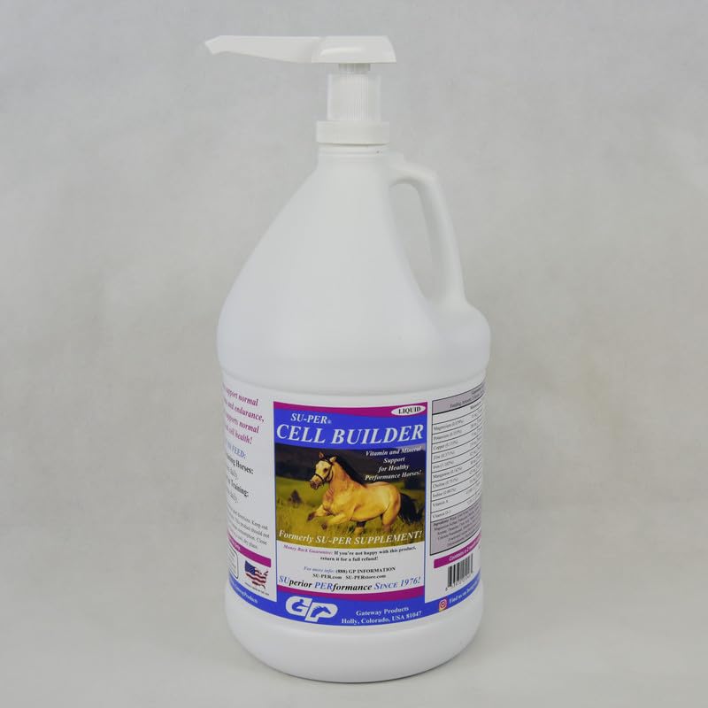 SU-PER Cell Builder Horse täydentää - korkea rauta-vitamiini Mineraali Equine veren rakentaja neste Performance hevoset - 1 Gallon + Pump