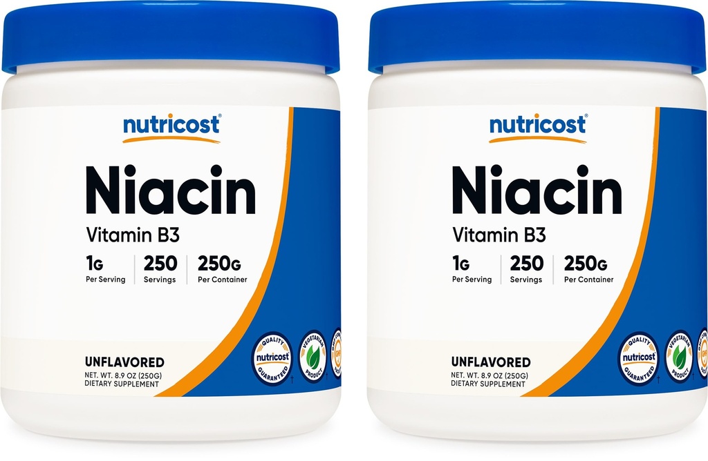 Nutricost Niacin B3-vitamiini Powder 250G (2 pakkaus) - 500 Gram - 1G per Serving (sisältää)
