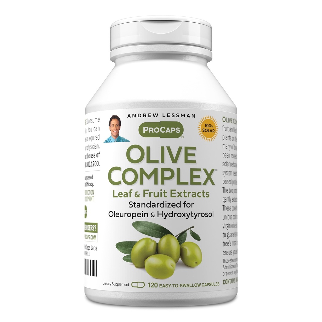 Andrew LESSMAN Olive Complex - 120 kapselia - Lehti- ja hedelmäuutteet. Standardoitu Oleuropein ja hydroksityrosoli tukemaan kardiovaskulaarisia ja immuuniterveyden. Pieni helppo niellä kapselit