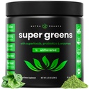 NutraChamps Super Greens Powder Premium Superfood | 20 + Organic Green Veggie Whole Foods | Wheat Grass, Spirulina, Chlorella | Antioxidant, Digestive Enzyme & Probiotic Blends (9,0 Oz, Unflavored)