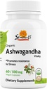 Sefanti Organic Ashwagandha kapselit - Natural Stressi Relief & Energy Boost - Ravintolisä Korkea Potenssiuute 60 Vegan kapselit - 500mg