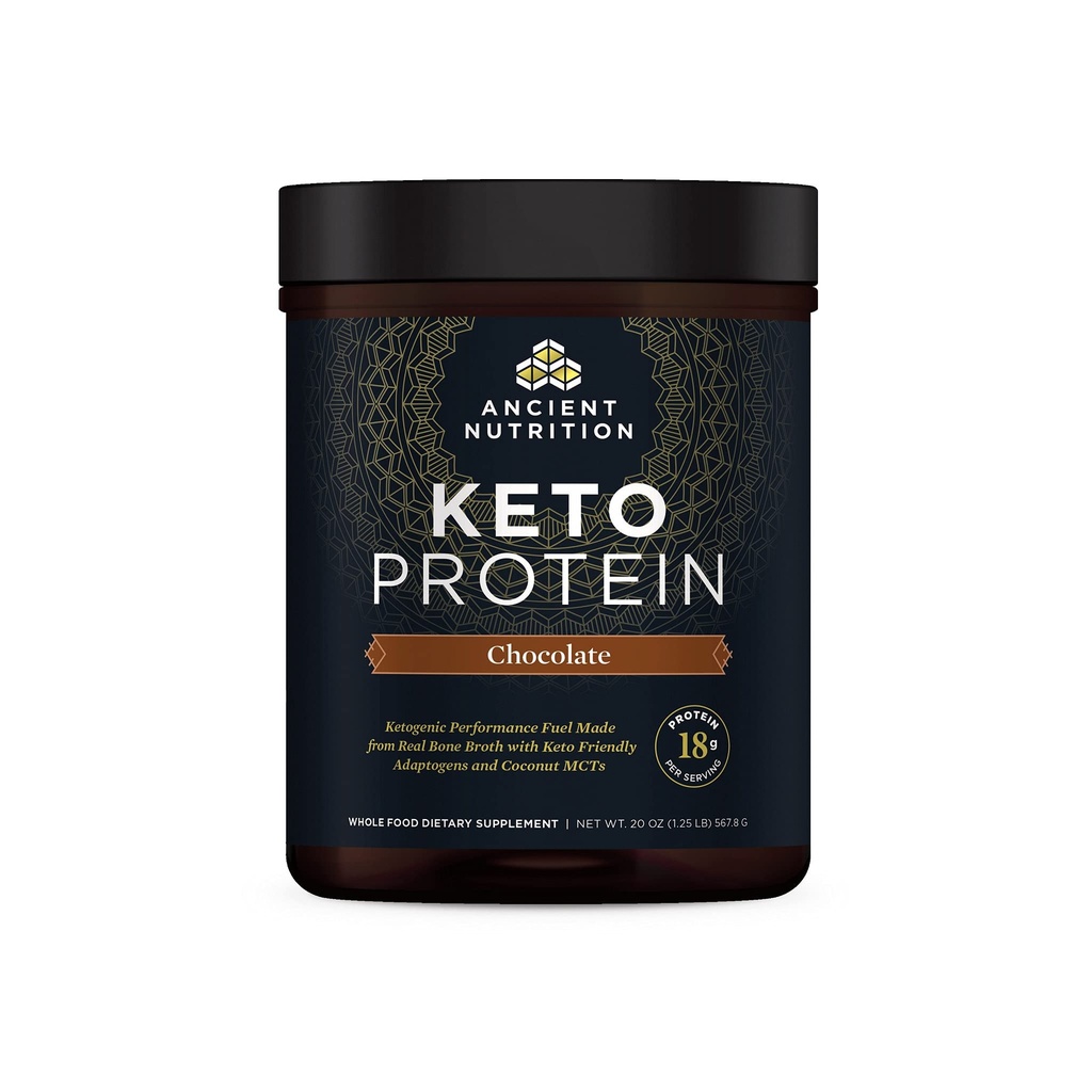 Forntida näring Keto Protein Powder, KetoPROTEIN med fetter från Bone Broth och MCT Oil, Chocolate, 18g Protein 10g Fat Per Servering, Gluten Free, Low Carb, Paleo Friendly, 17 portioner