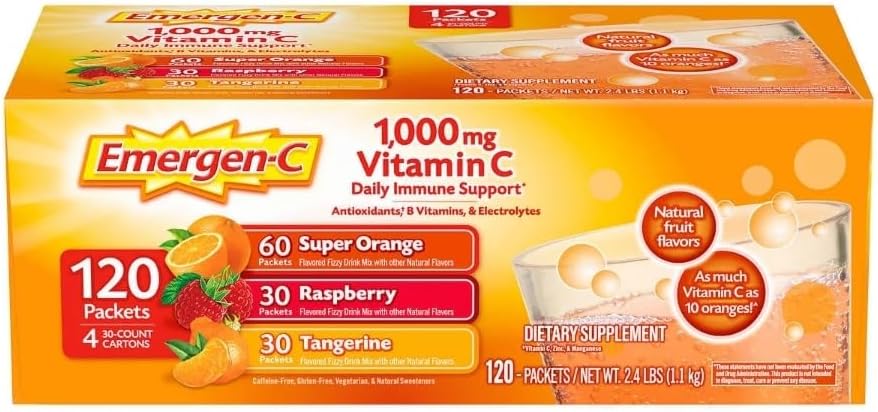 Emergen-C 1000 mg C-vitamiinin ravintolisä 120 pakkausta (1)