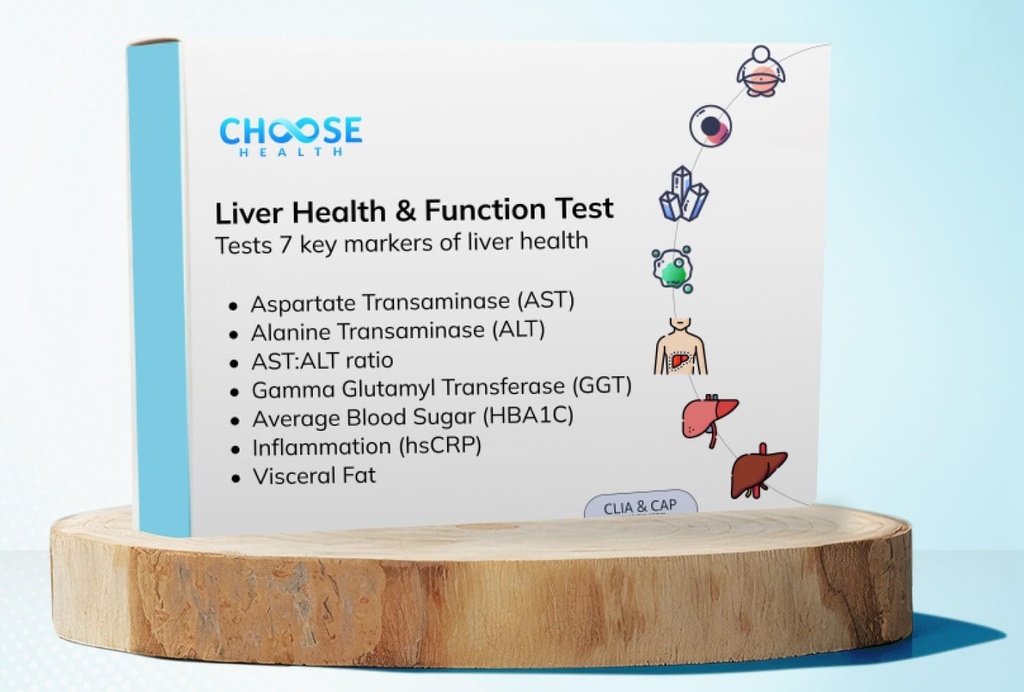 Liver Health & Function Test | 7-i-1 at-Home Liver Test | Välj Hälsa | Test och Spår Liver Funktion & Hälsa | AST | ALT | GGT | Blodsocker | Inflammation och mer | Inte Avail i NY RI