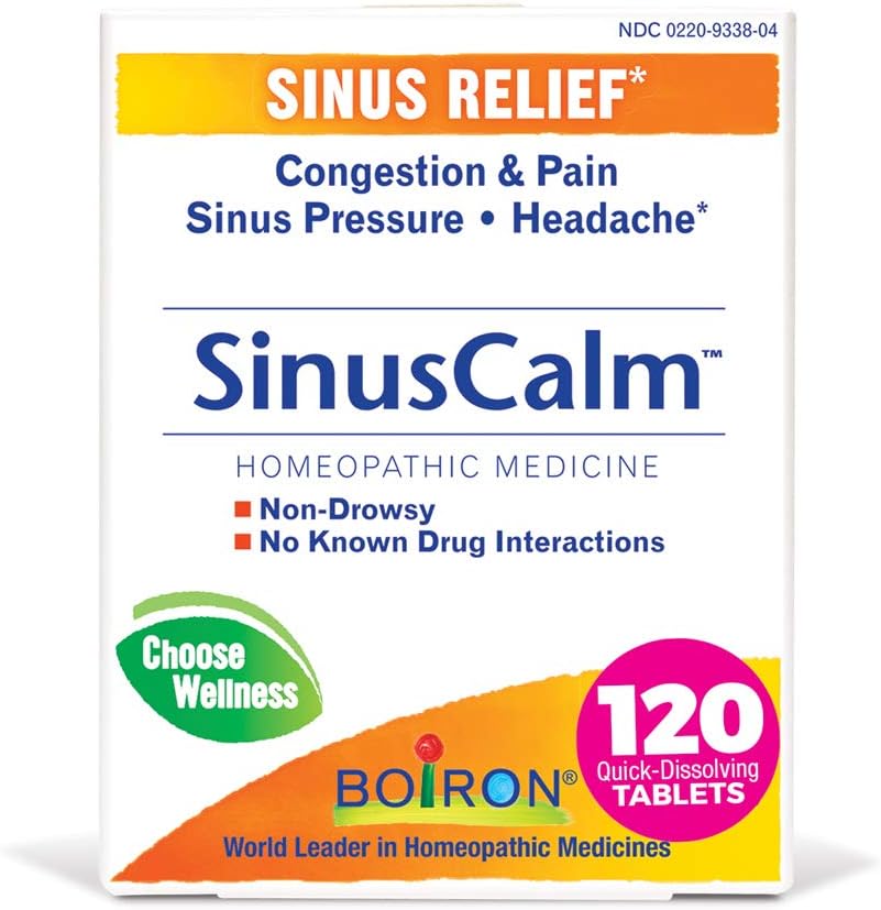 Boiron SinusCalm Tabletit Sinus Pain Relief, Runny Nenä, Runsaus, Sinus Paine, Päänsärky - 120