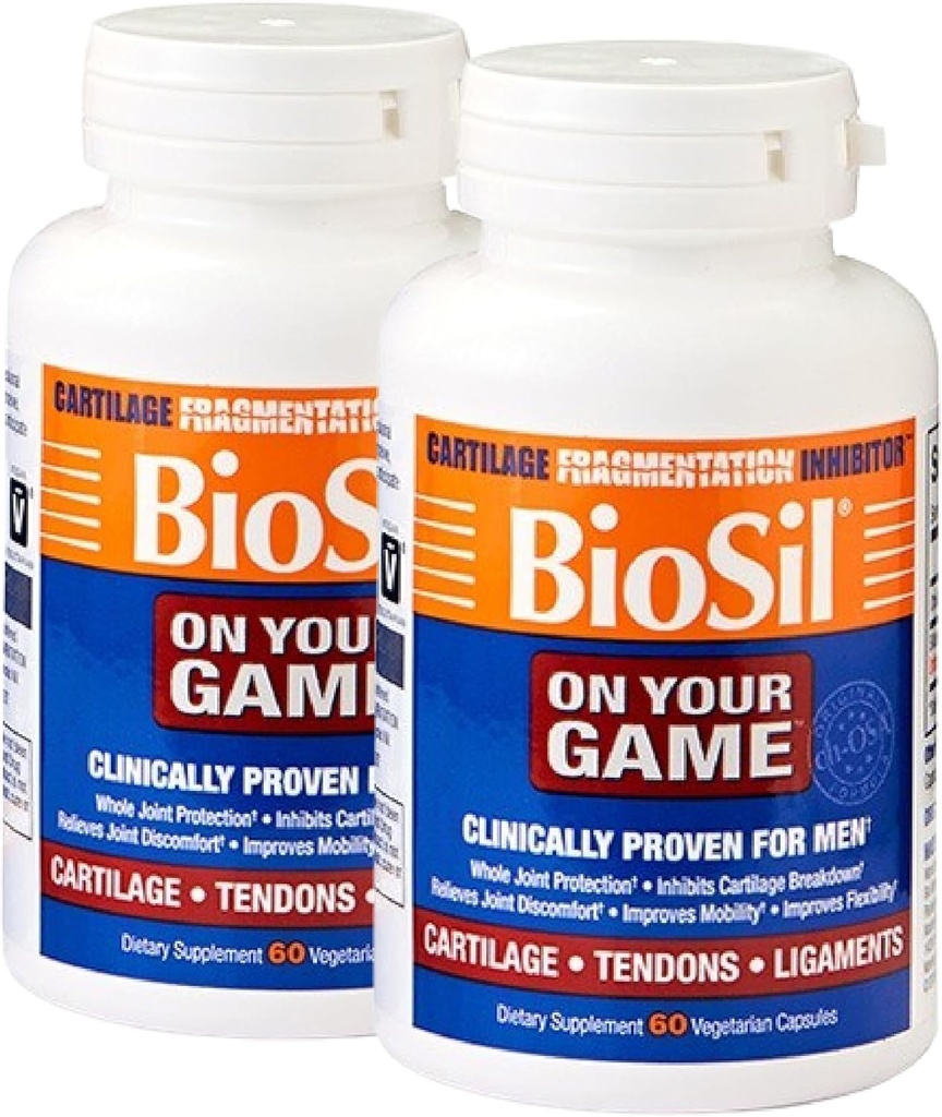 Biosil On Your Game - 60 kasviskapselia, pakkaus 2 - Patentoitu ch-OSA Complex - lisätä Collagen tuotannon Joint Pain Relief, Joustavuus & valikoima liike - GMO vapaa - 60 päivän toimitus