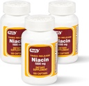 Rugby Timed-Release Niacin 1000mg Kosttillskott för vuxna för energi, cirkulation och Metabolism Support, 100 Captabs (Pack of 3)