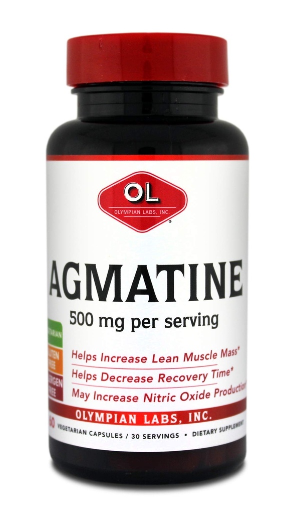 Olympian Labs Agmatine 500 mg per tarjoilu, 60 kasvissyöjäkapselia