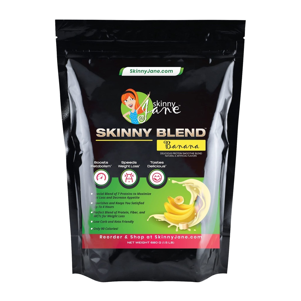 Skinny Blend-Best Tasting High Protein Shake for Women - Low Carb & Keto Friendly Meal Replacement - Tillfredsställ Hunger & Boost Energy - Utsökt Smoothie smak - 30 Shakes - Banana