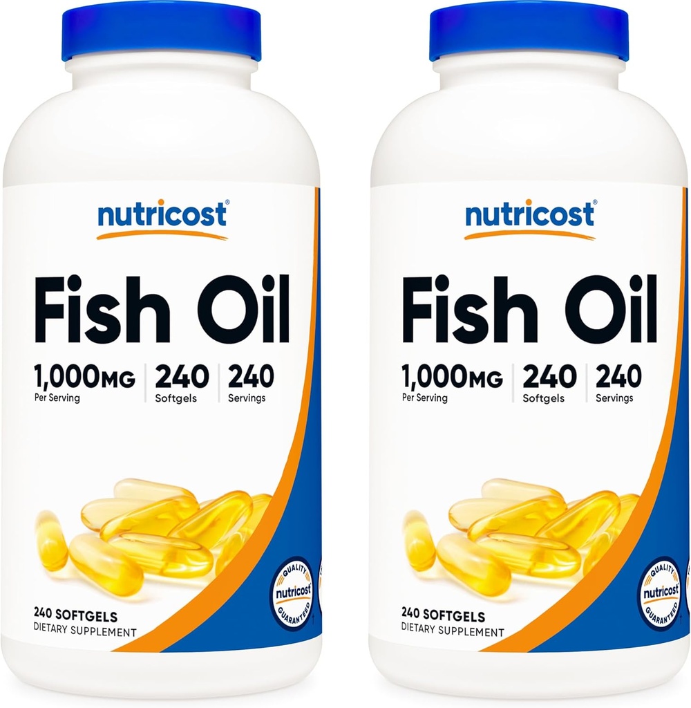 Nutricost Kalaöljy 1000 mg (560 mg Omega-3), 240 Softgels (2 pulloa)