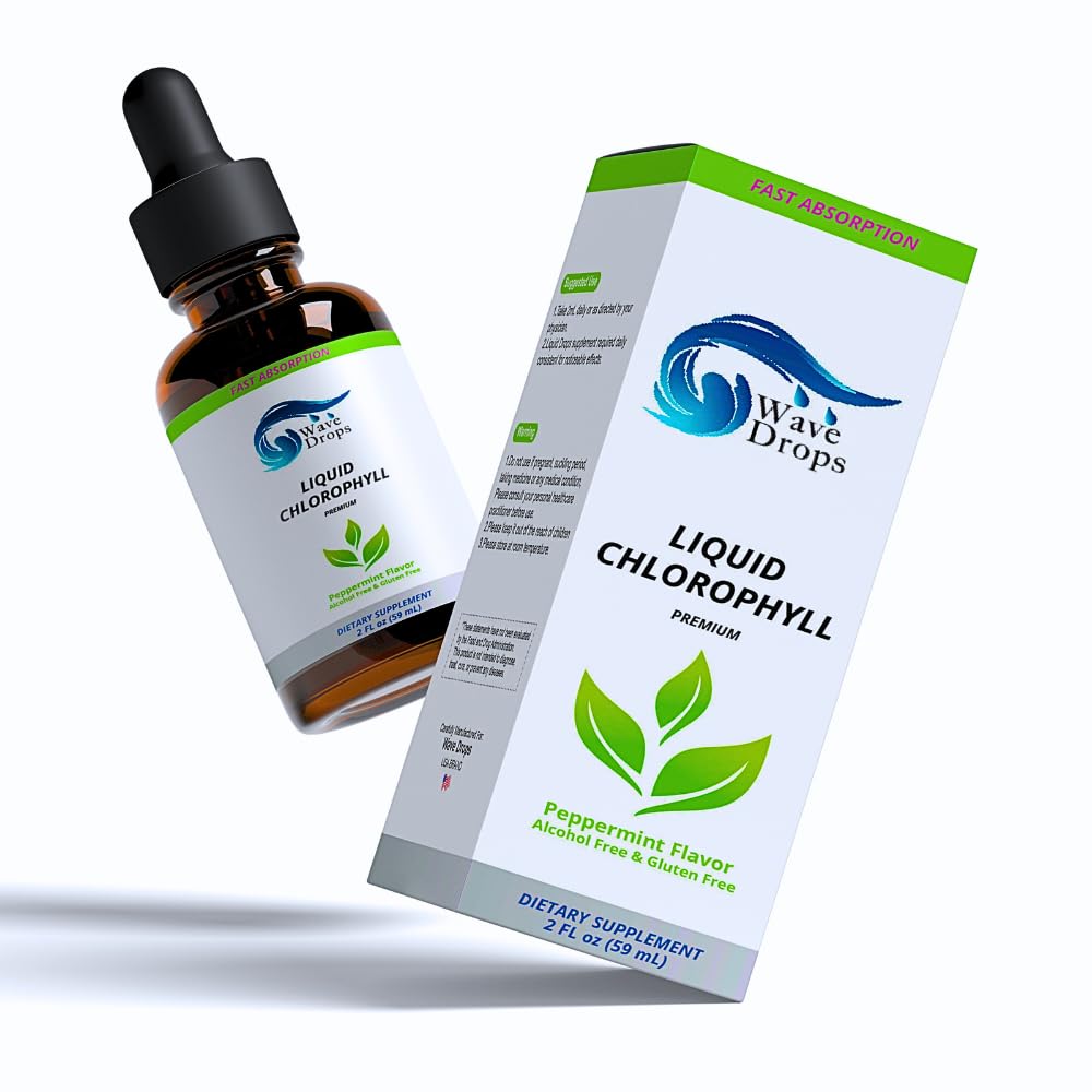 Klorofyll flytande droppar - Snabb Absorberande flytande klorofyll - för naturlig energiökning och immunfunktion -2Fl Oz