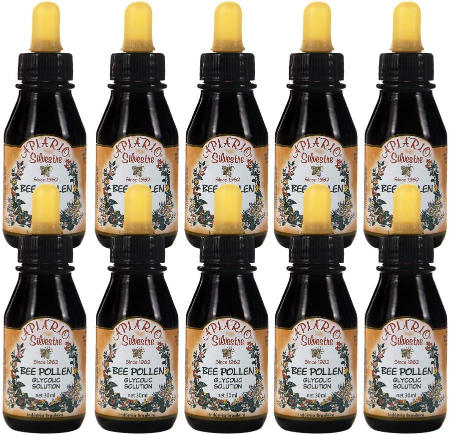 10 pullot Apiario Silvestre Brasilialainen Bee Pollen Liquid Glycolic Extract - ei alkoholisti, vahaton