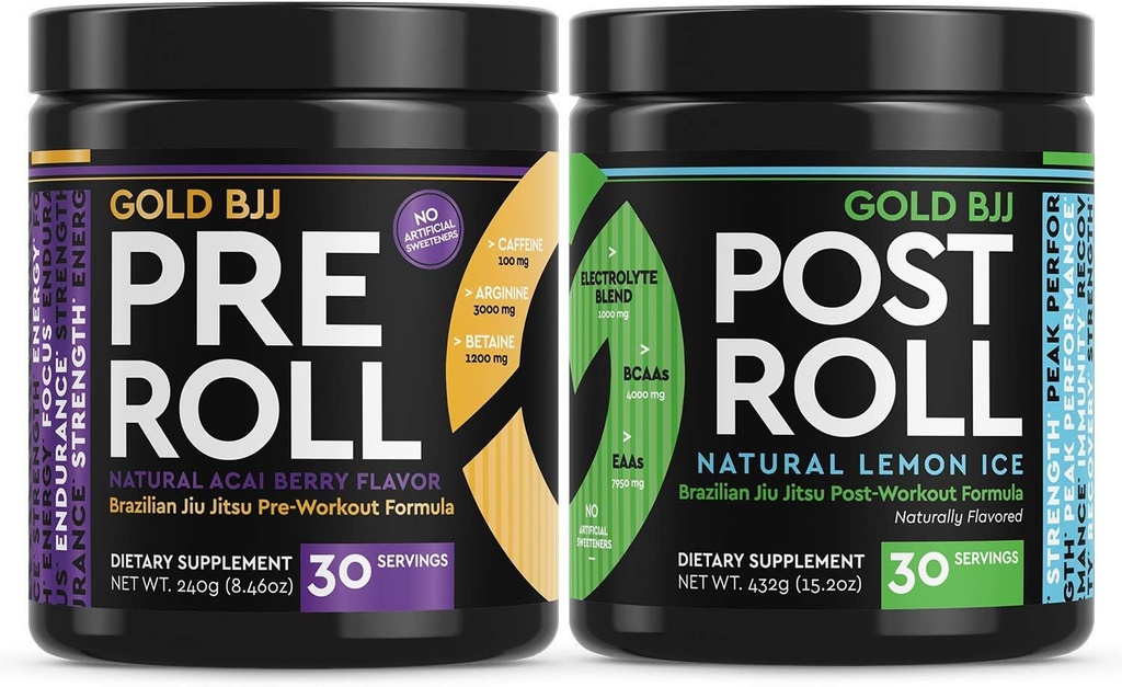 Gold BJJ PreRoll ja PostRoll Jiu Jitsu täydennysosa Bundle