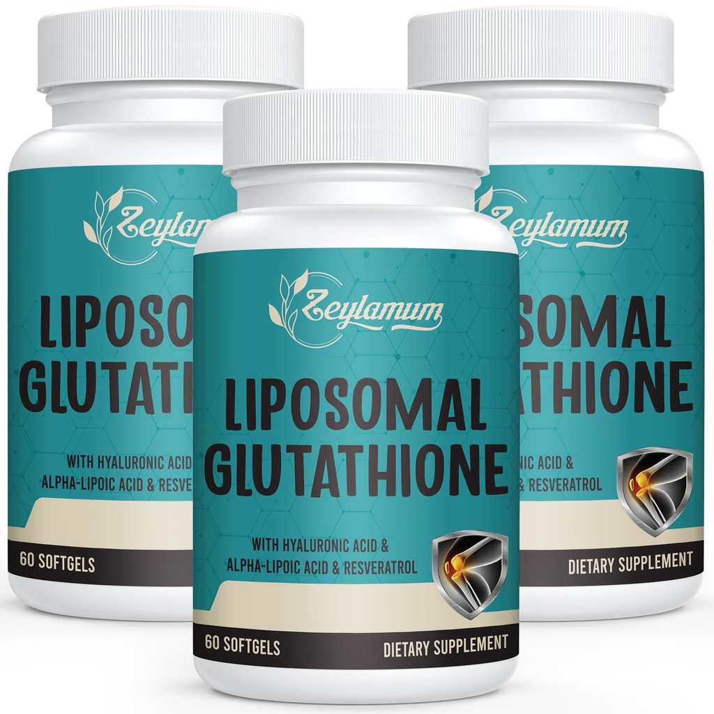 2400 MG Liposomal Glutatione Softgels, Max Imeytyminen, Active Form L-Glutatione Alennettu (GSH), Hyaluronic Acid, Resveratrol, Master Antioxidants for Detox, Brain, Immuno System, 180 Softgels