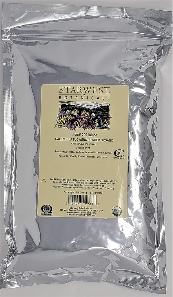 Starwest kasvitieteet Organic Calendula Flowers Powder, 1 punta
