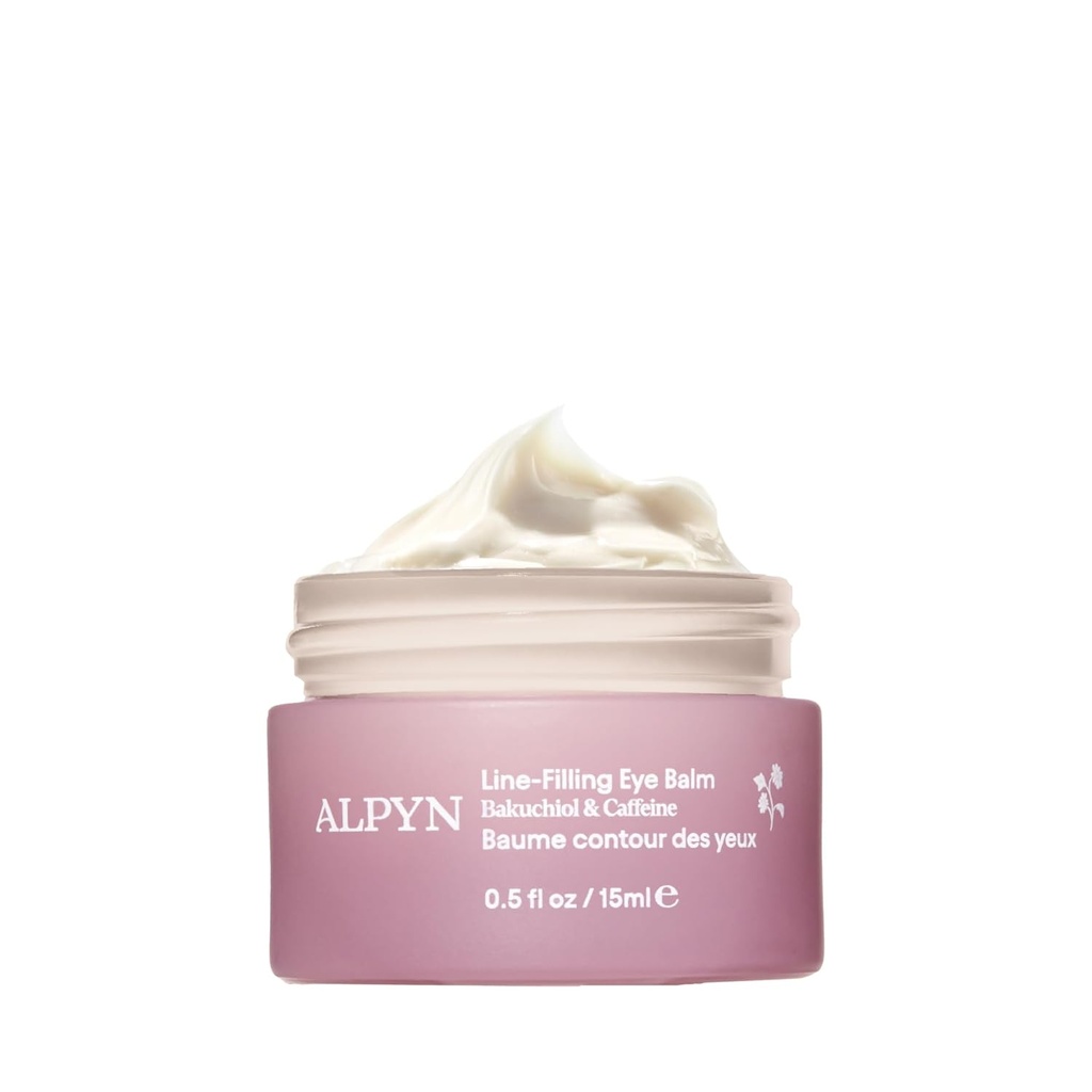 Alpyn Line-Filling Eye Balm med Bakuchiol & Koffein, Minska utseendet på fina linjer och rynkor, minimera utseendet på Puffiness & Target Dark Circles, 0,5 oz / 14 ml