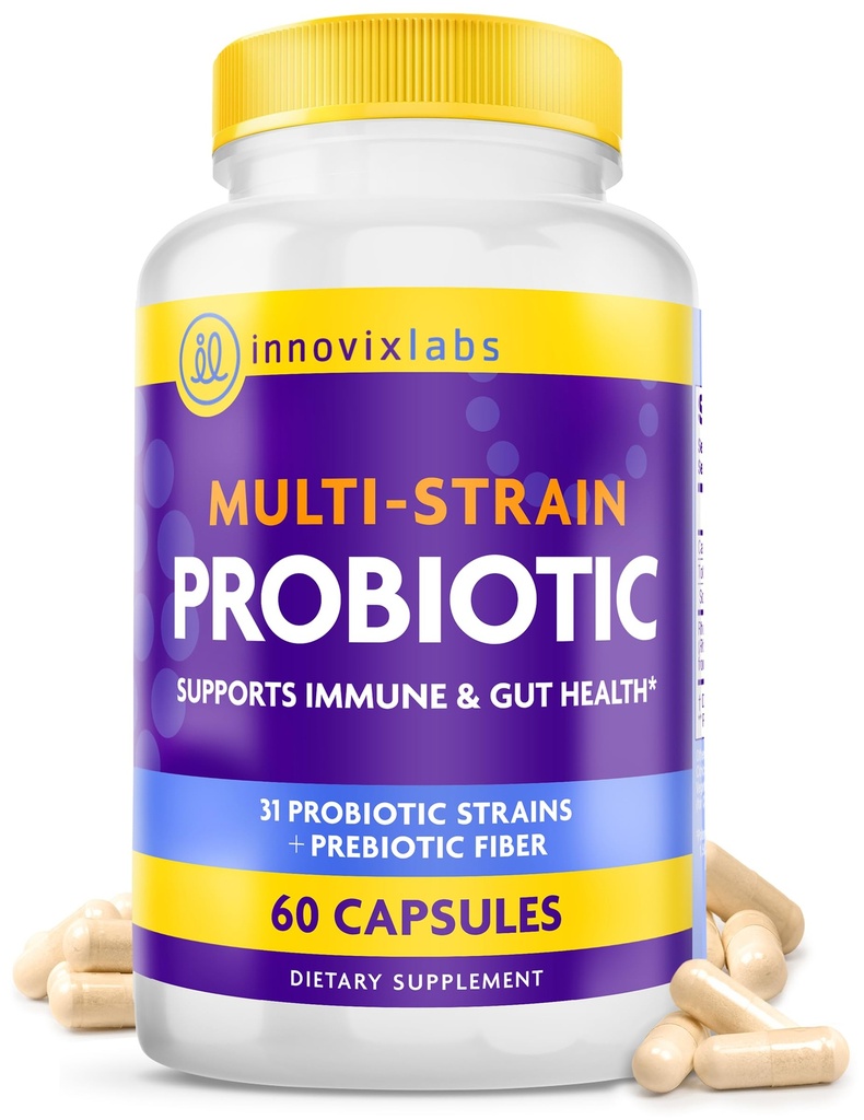 InnovixLabs Multi Strain Probiotics for Women & Men - Probiotic Supplement - 50 Billion CFU - Gut Health, Immune Support, Digestion, Lactobacillus Acidophilus, Prebiotika och Probiotika, 60 kapslar