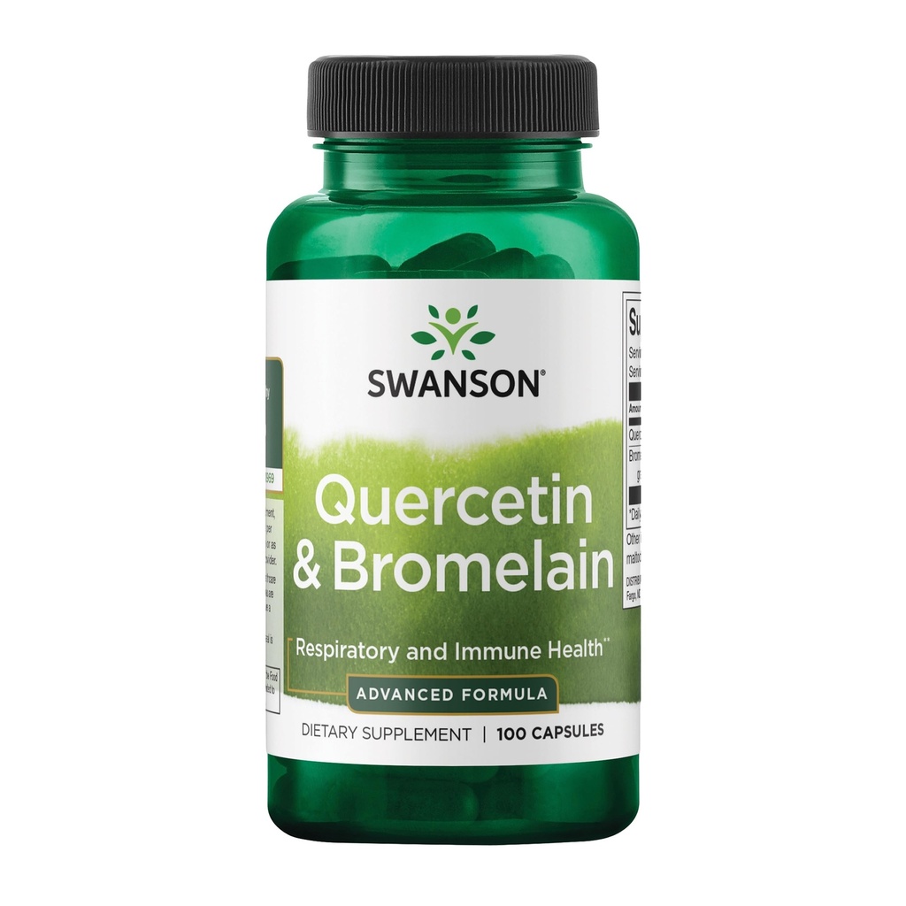 Swanson Quercetin & bromote hengitysteiden terveyden tuki-Aid Seasonal Immunosystem Health-Support Kolesterolitasot Normal Range 100 Caps (250 mg Quercetin/ 78 mg bromelain)