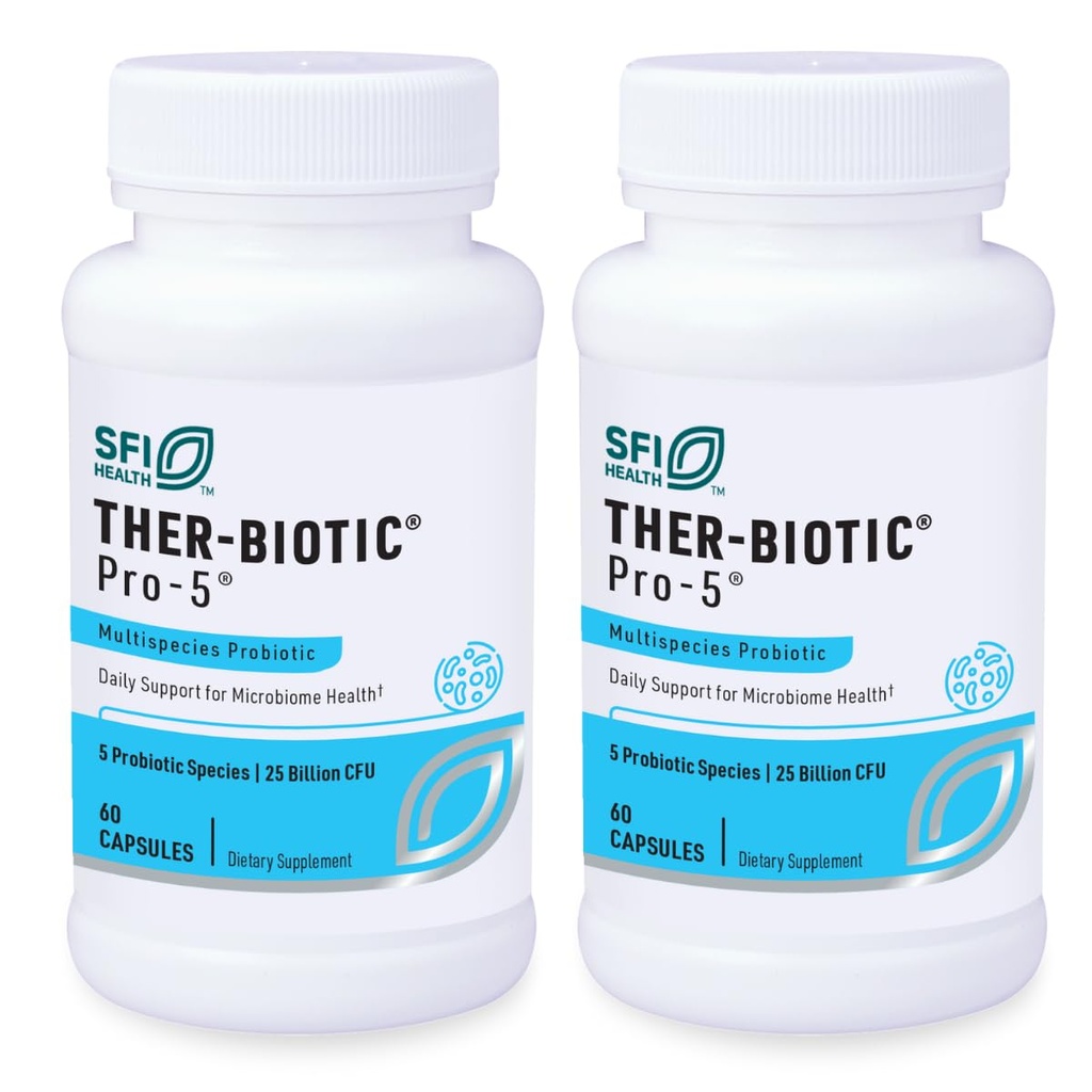 Klaire Labs SFI Health Pro-5 Probiootti - 25 miljardia PMY Suuri annos monilajisia Gut Recolonization Tuki miehille & naisille, hypoallerginen & Dairy-free (60 kapselia, 2 pakkaus)
