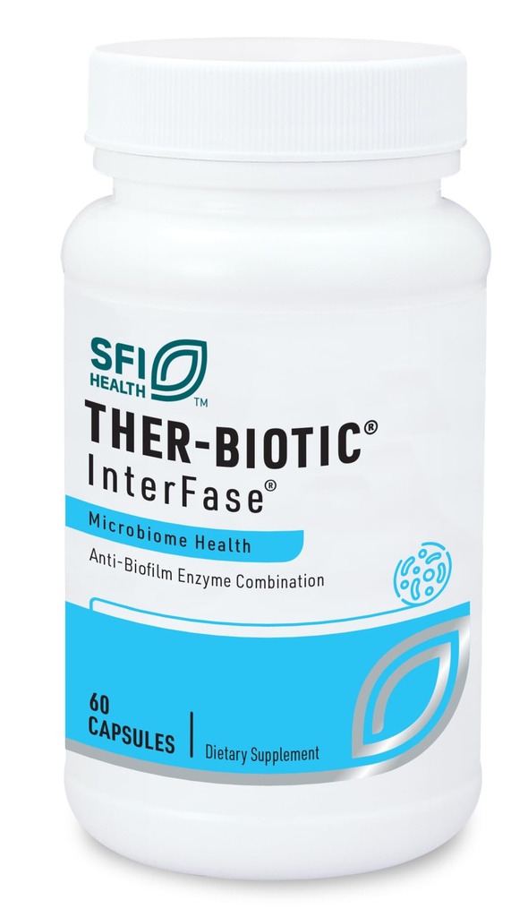 Klaire Labs SFI Health Ther-Biotic InterFase - Multi Enzyme Formel för Digestive Health & Gut Balance - Designad för att stödja en hälsosam mikrobiom (60 kapslar)